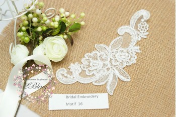 Bridal Lace Embroidery Motif 16, 20.5 x 9  cm